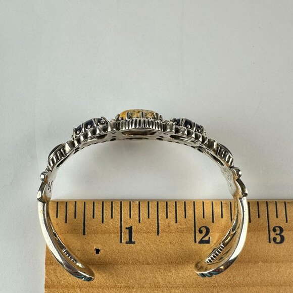 Carolyn Pollack Sterling Silver Cuff Bracelet Jasper & Lapis Lazuli - Picture 3 of 5